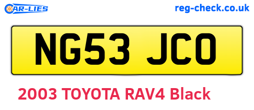 NG53JCO are the vehicle registration plates.