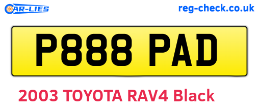 P888PAD are the vehicle registration plates.