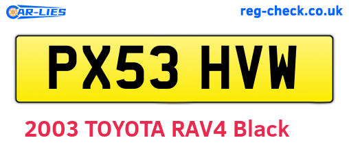 PX53HVW are the vehicle registration plates.