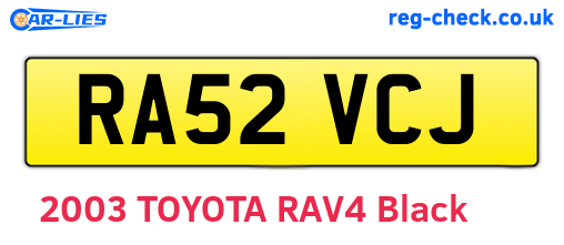 RA52VCJ are the vehicle registration plates.
