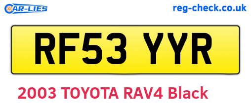 RF53YYR are the vehicle registration plates.