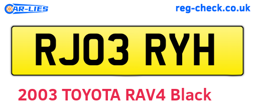 RJ03RYH are the vehicle registration plates.