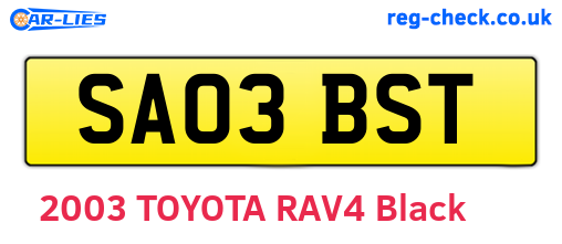 SA03BST are the vehicle registration plates.