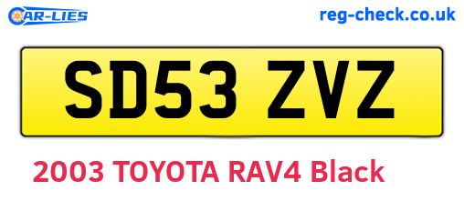 SD53ZVZ are the vehicle registration plates.