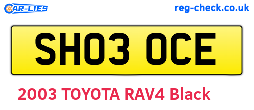 SH03OCE are the vehicle registration plates.