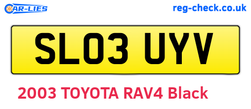 SL03UYV are the vehicle registration plates.