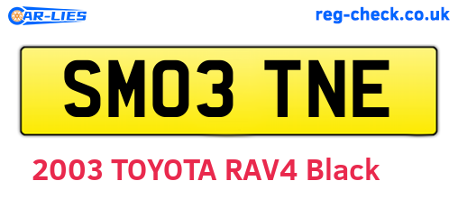 SM03TNE are the vehicle registration plates.