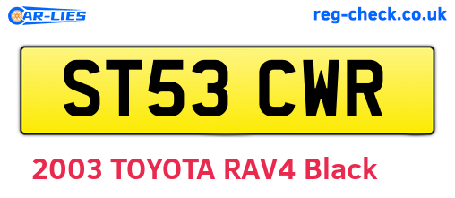 ST53CWR are the vehicle registration plates.