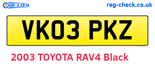 VK03PKZ are the vehicle registration plates.