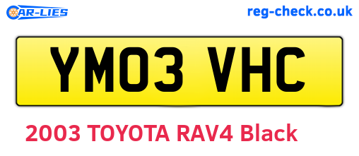 YM03VHC are the vehicle registration plates.