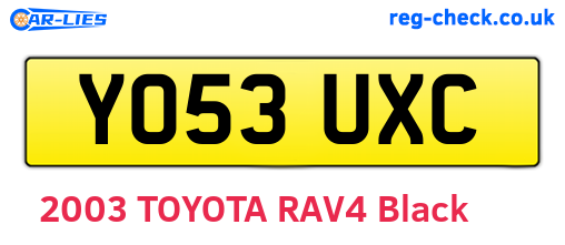 YO53UXC are the vehicle registration plates.