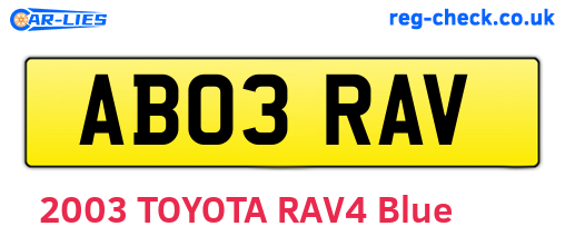 AB03RAV are the vehicle registration plates.