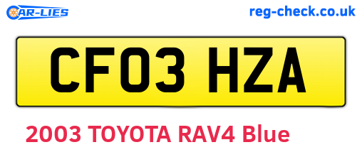 CF03HZA are the vehicle registration plates.