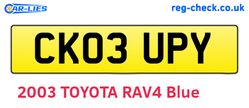 CK03UPY are the vehicle registration plates.