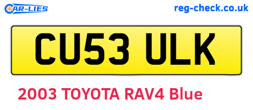 CU53ULK are the vehicle registration plates.