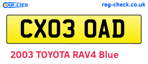 CX03OAD are the vehicle registration plates.