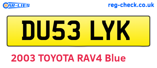 DU53LYK are the vehicle registration plates.