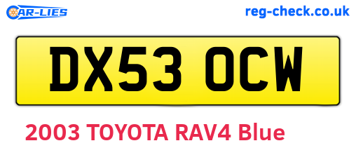 DX53OCW are the vehicle registration plates.