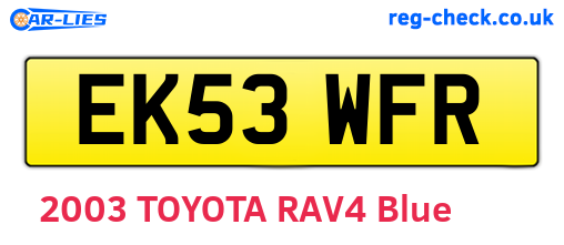 EK53WFR are the vehicle registration plates.