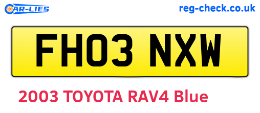 FH03NXW are the vehicle registration plates.
