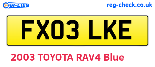 FX03LKE are the vehicle registration plates.