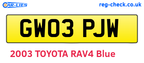 GW03PJW are the vehicle registration plates.