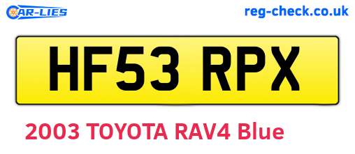 HF53RPX are the vehicle registration plates.