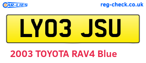 LY03JSU are the vehicle registration plates.
