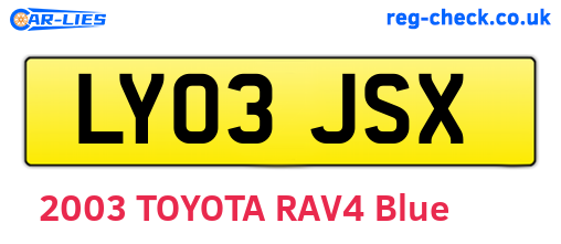 LY03JSX are the vehicle registration plates.