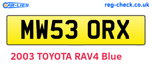 MW53ORX are the vehicle registration plates.