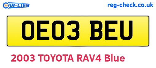 OE03BEU are the vehicle registration plates.