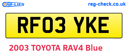RF03YKE are the vehicle registration plates.