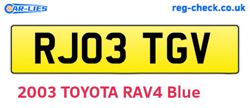 RJ03TGV are the vehicle registration plates.
