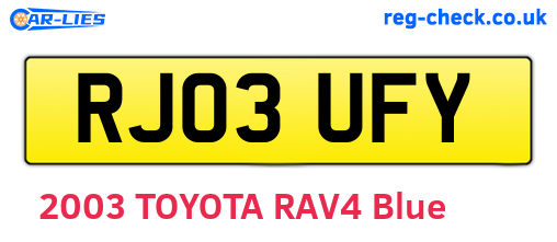 RJ03UFY are the vehicle registration plates.