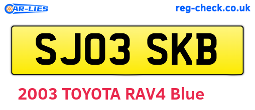 SJ03SKB are the vehicle registration plates.