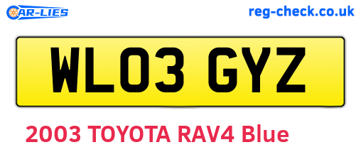 WL03GYZ are the vehicle registration plates.