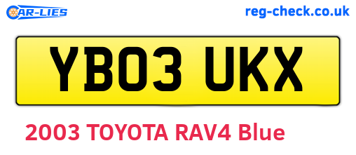 YB03UKX are the vehicle registration plates.