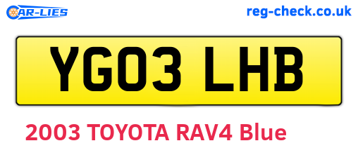 YG03LHB are the vehicle registration plates.