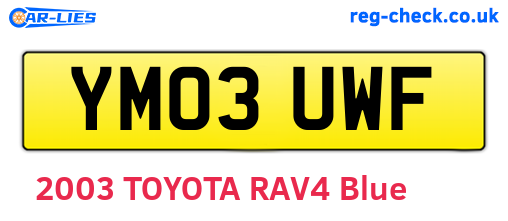 YM03UWF are the vehicle registration plates.