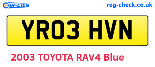 YR03HVN are the vehicle registration plates.