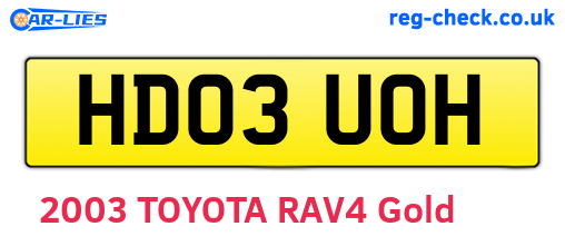 HD03UOH are the vehicle registration plates.