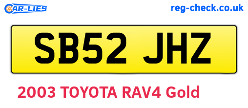 SB52JHZ are the vehicle registration plates.