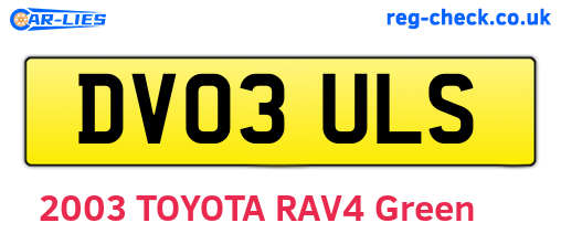 DV03ULS are the vehicle registration plates.