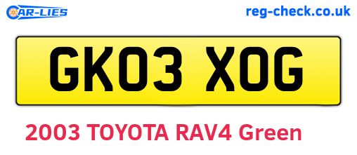 GK03XOG are the vehicle registration plates.