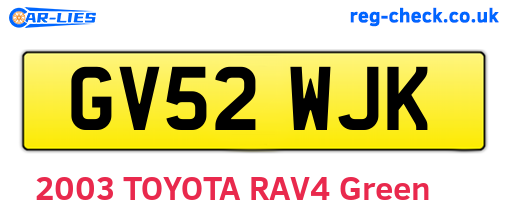 GV52WJK are the vehicle registration plates.