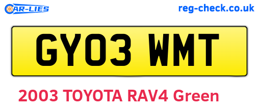 GY03WMT are the vehicle registration plates.