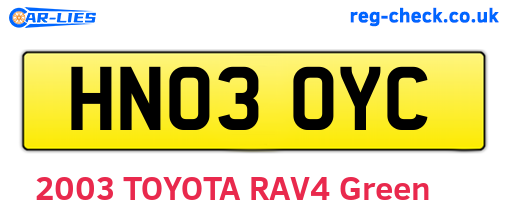 HN03OYC are the vehicle registration plates.