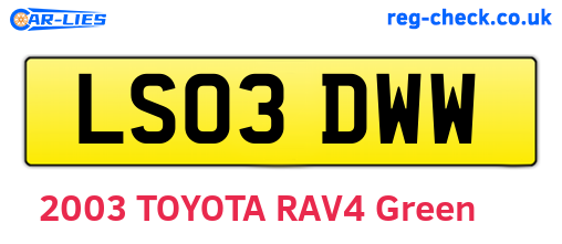 LS03DWW are the vehicle registration plates.