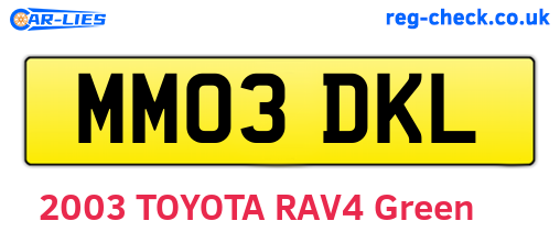 MM03DKL are the vehicle registration plates.