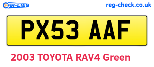PX53AAF are the vehicle registration plates.